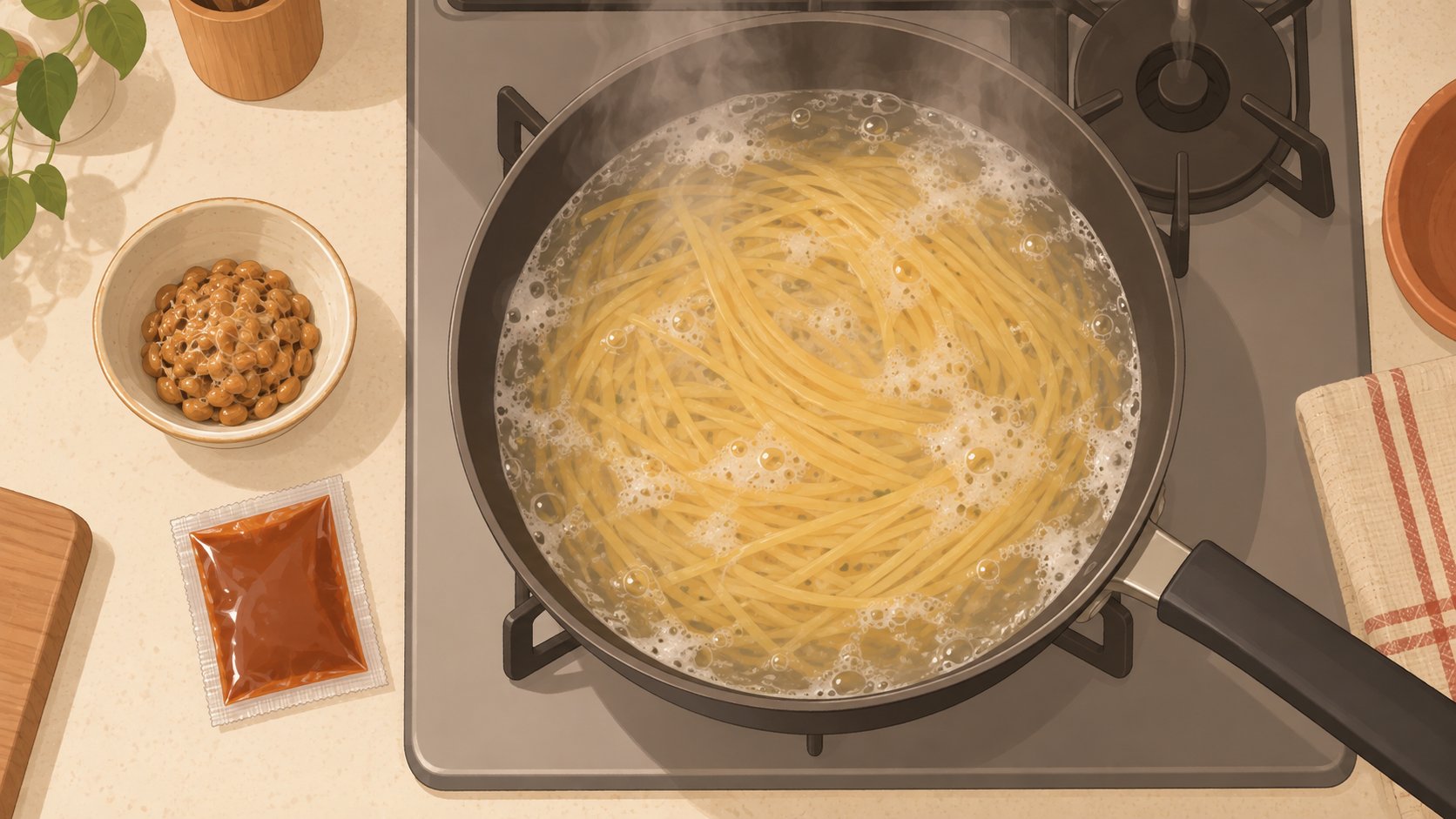 材料費68円「至高の納豆パスタ」の作り方