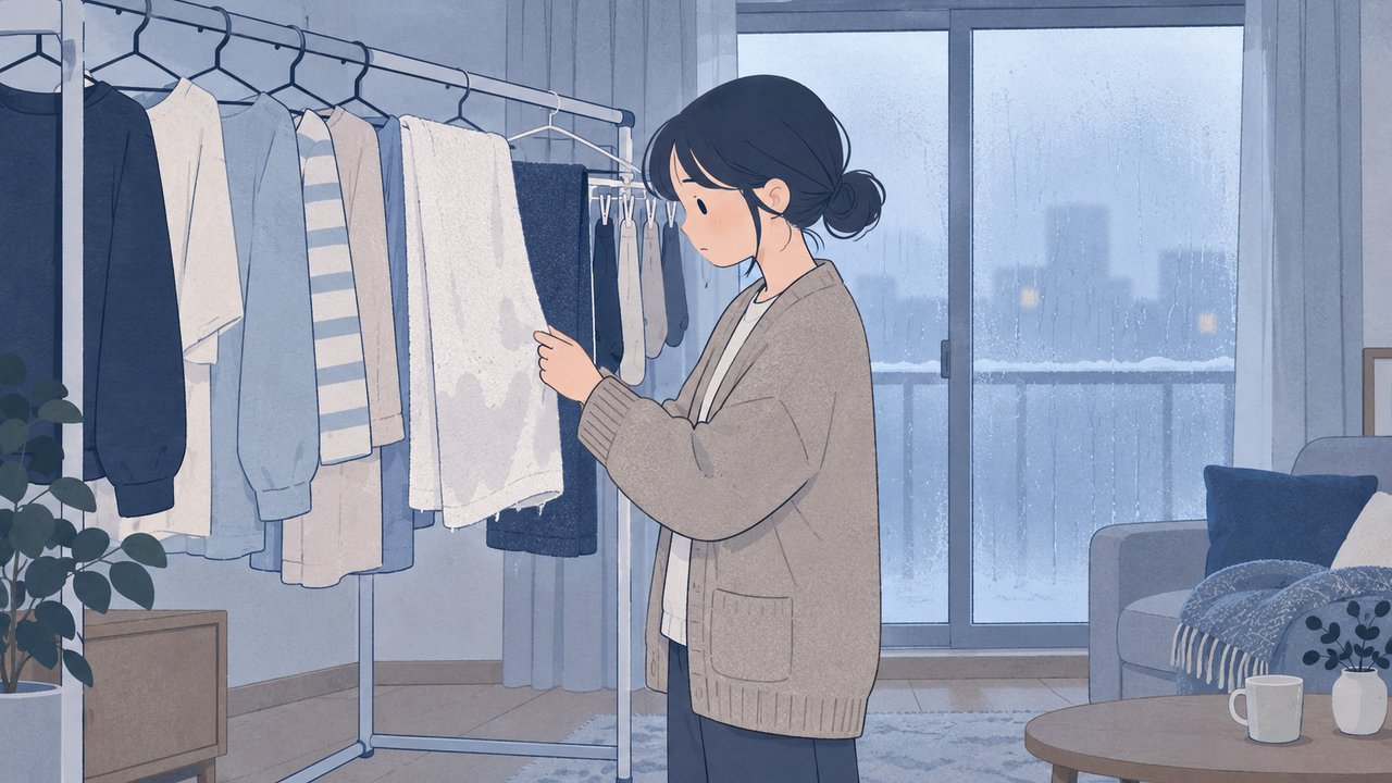 冬の部屋干しが乾かないのは、空気が冷たく動かないから