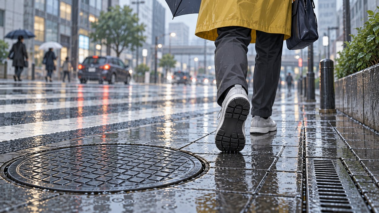 雨の日に滑りにくい靴底の見方